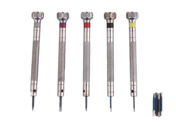 

mini 5pcs silver tone screwdriver set watch repair tools kit with 5pcs cutter heads9089613