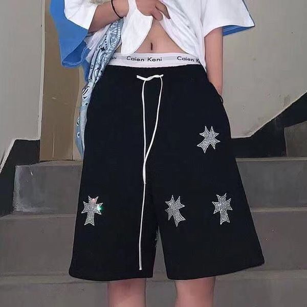 

women's shorts summer shorts cross diamond casual loose hiphop fivepoint pants harajuku oversize female black y2k 230717, White;black