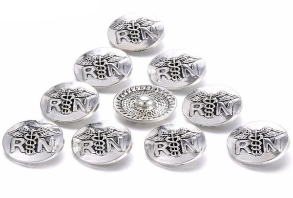 

10pcs snap jewelry nurse rn metal snap buttons for 18mm snap bracelet bangles7518620, Bronze;silver