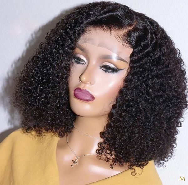 

13x4 kinky curly bob wig lace front human hair wigs for black women 150 remy brazilian hair pre plucked baby hair8140264