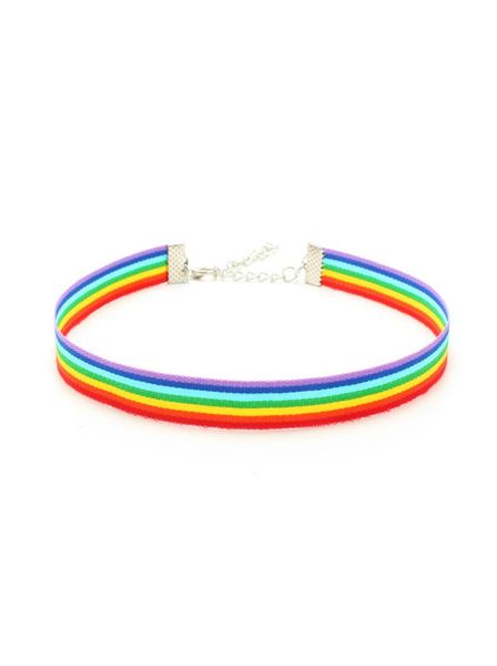

gay pride rainbow choker necklace lgbt gay and lesbian pride lace chockers ribbon collar with pendant statement jewelry for men wo5621943, Golden;silver