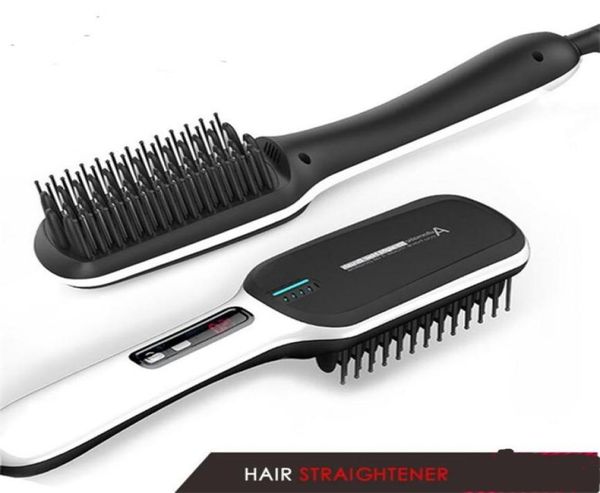 

electric ionic simply hair straighter comb brush travel hairstyler fast heating salon styler flat straightener iron hairbrush1720581, Silver