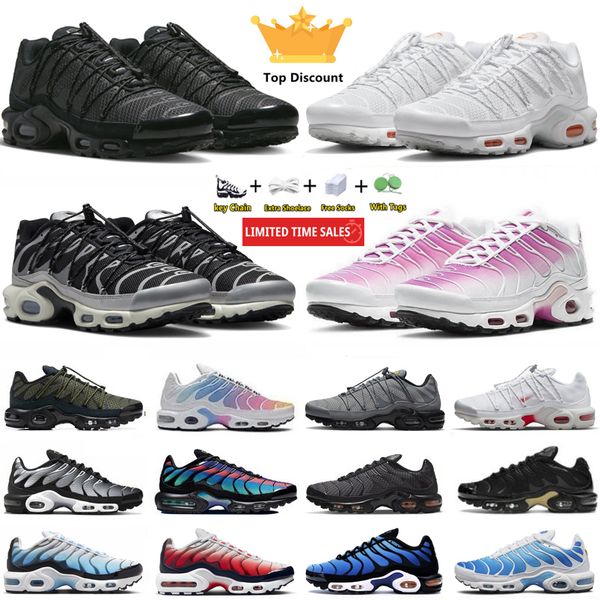 

tn plus running shoes men sneaker toggle utility triple white metallic silver fire ice oreo hyper sky bule rainbow men women trainers sports