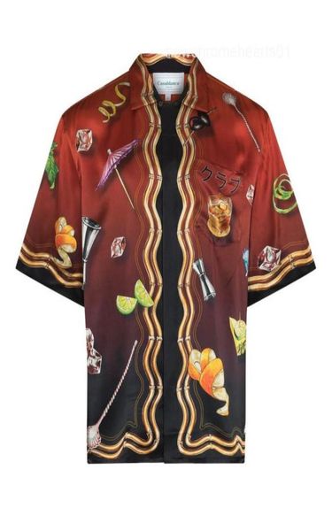 

mens designer shirts 22ss bar vodka whisky glass hawaiian silk sets pants shorts short sleeve shirt5295014, White;black