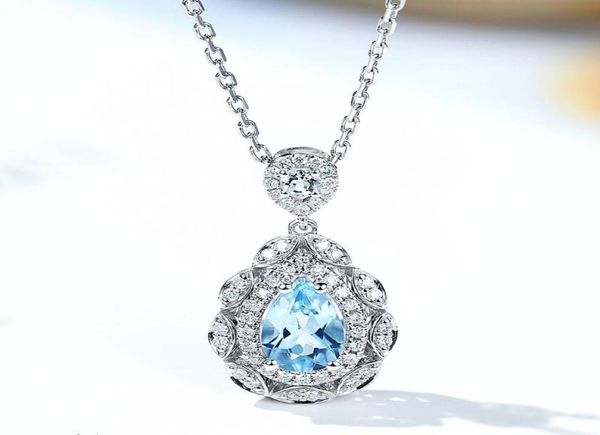 

vintage aquamarine blue crystal z gemstones diamond pendant necklaces for women white gold silver color jewelry fashion gift6352869