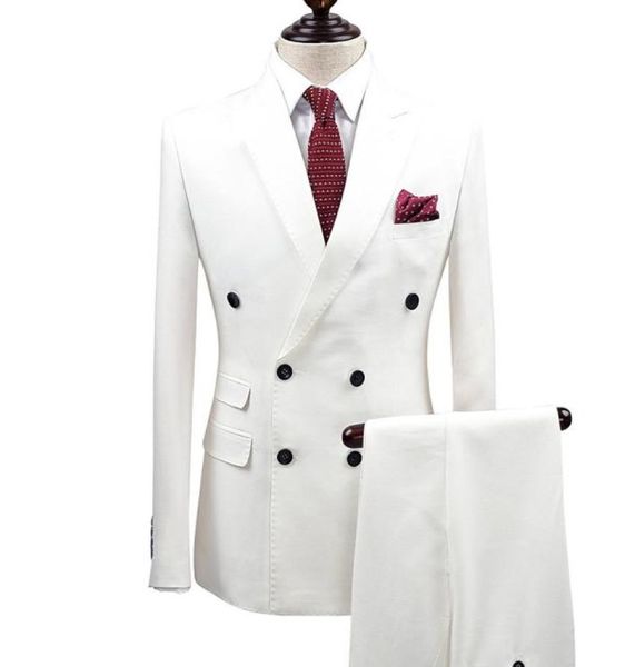

slim fit white men suits wedding groom wear tuxedos 2 pieces jacketpants bridegroom suit man prom business wear blazer5317696, Black;gray