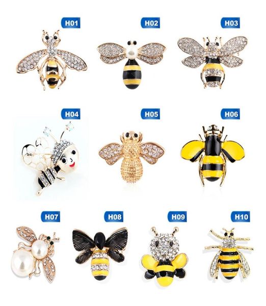 

crystal rhinestones and enameled bee hornet brooch pins for women fashion costume jewelry accessories gift8281483, Gray