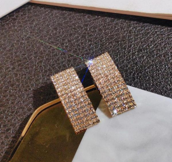 

stud 14k yellow gold diamond earrings for women square rock pary office club luxury fashion fine jewelry9161520, Golden;silver