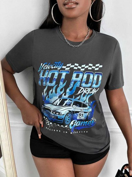 

women's fashion t-shirt slayr car slogan graphic, White