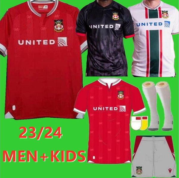 

23 24 wrexham soccer jerseys 2023 2024 s. boden f. takyi p. rutherford s. wedgbury daniel allsopp billy ashcroft football shirt men kids kit, Black;yellow