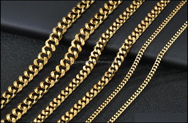 

chains necklaces pendants jewelry m 5mm 7mm stainless steel cuban link for women men 18k gold plated titanium choker necklace fash6672394, Silver