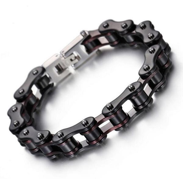 

1016mm wide boys mens chain dark red black biker bicycle motor motorcycle link 316l stainless steel chain bracelet whole gift5365144, Golden;silver