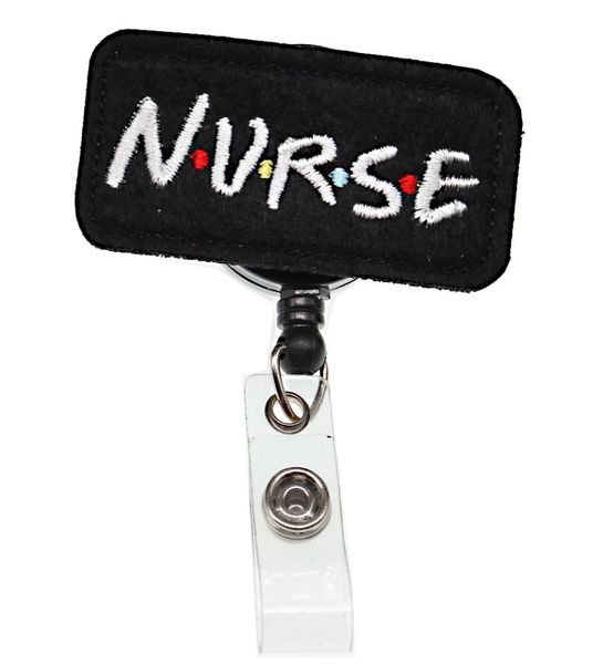 

10pcslot black nurse letter felt id badges card holder medical retractable reel plastic id badge holder nurse yoyo badge reel4491576, Gray