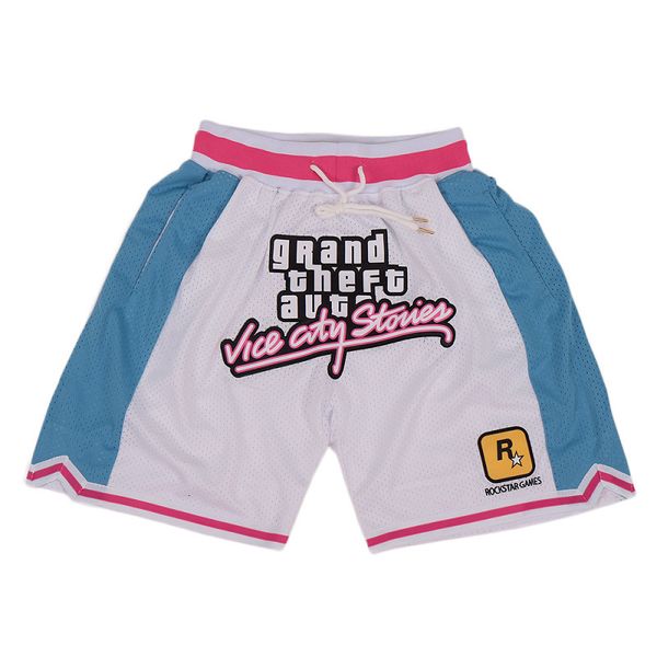 

men's shorts basketball shorts gta vice city sewing embroidery outdoor sport beach pants shorts highquality mesh ventilation white 2307, White;black