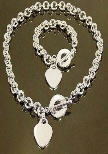 

whole retail lowest christmas gift 925 silver love necklacebracelet set s765347372
