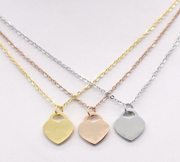 

stainless steel fashion heartshaped t necklace short female jewelry 18k gold titanium peach heart necklace pendant for woman7265448, Silver
