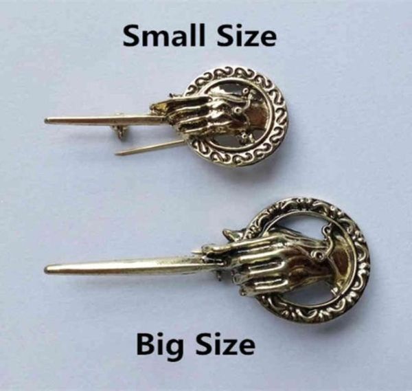 

hand of the king brooch song of ice and fire finger fist sign power pin vintage punk fashion movie jewelry men women whole4668768, Gray