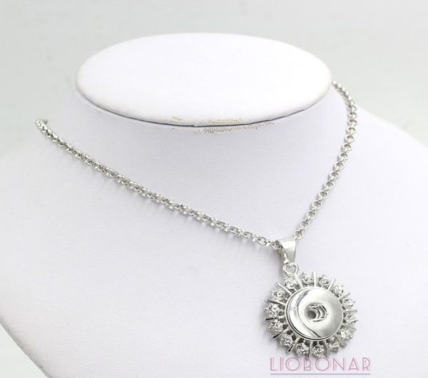 

whole snap button jewelry crystal snap necklace interchangeable pendant necklace fit 18mm button jewelry bijoux collier5818737, Silver