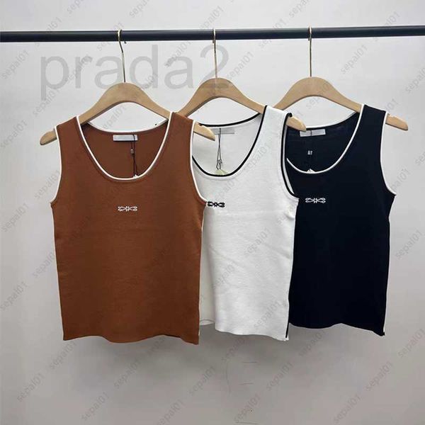 

women's tanks & camis designer women knits tee summer embroidery knitted vest sport tank breathable tshirts size s  l zjdz, White