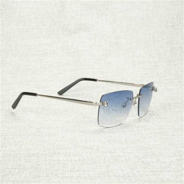

sunglasses 2023 designer vintage rimless square leopard style men oculos shade metal frame gafas women for beaching driving accessorieskajia, White;black