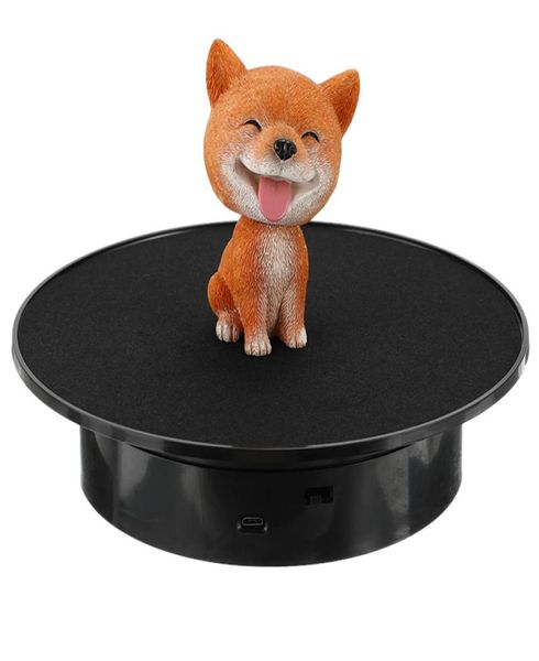 

20cm electric rotating jewelry display stand motorized rotary turntable modeldisplay stand base usbbattery powered mx2008103716659, Black