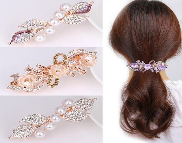 

crystal rhinestone hair clips for women girls flower barrettes clamp hairpins hair styling tools8876584, Golden;silver