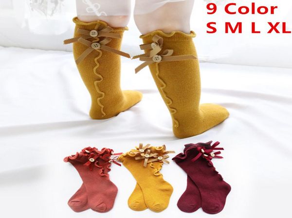 

children solid color socks baby summer bow wooden ear lace children socks soft infant casual sock knitted knee high long soft cott6903713, Pink;yellow