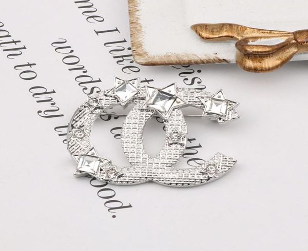 

luxury women men designer brand letter brooches 18k gold plated inlay crystal rhinestone jewelry brooch charm pearl pin star marry2019184, Gray