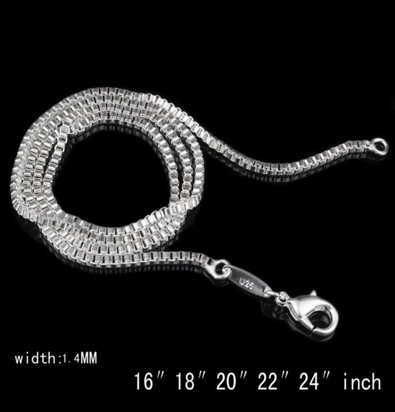 

silver plated box chain necklaces 14mm 16 inch24 inch bright silver color fine chains 20pcslot9554195