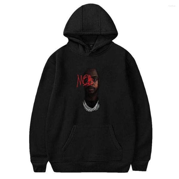 

men's hoodies babyface ray mob street merch daily winter casual streetwear printed pullovers hiphop style sweatshirt, Black
