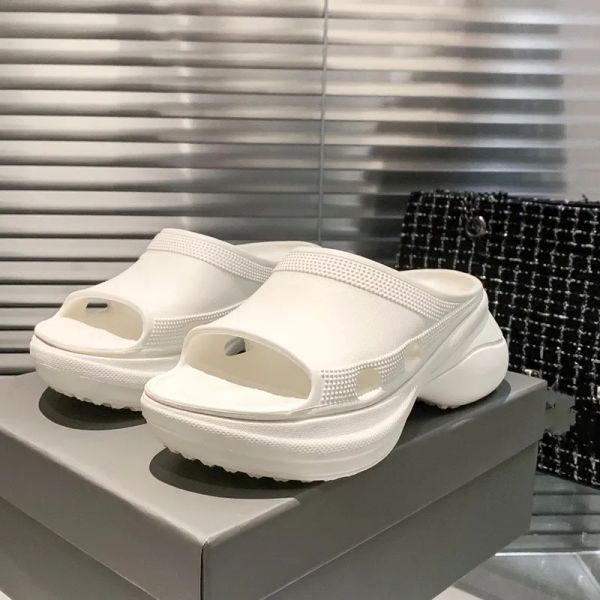 

designer shoes european style slippers men & woman size 35-42 thick bottom flat slides tpu eva pillow comfort soft lady sandals bubble casua, Black