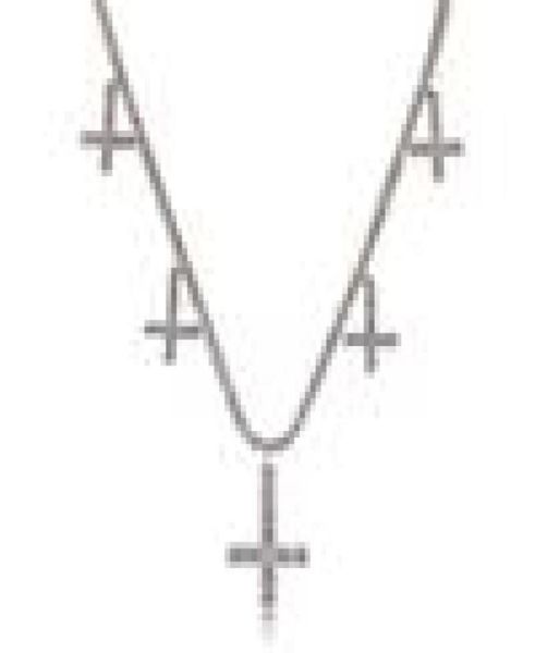 

men039s zircon cross pendant with 4mm tennis necklace chain gold silver color hip hop jewelry 18inch30inch4856599, Black