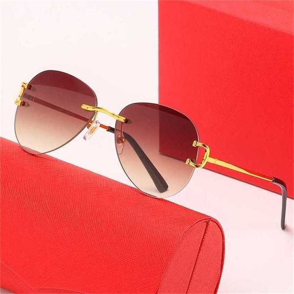 

sunglasses 2023 designer new big frame toad men's frameless trend women's fashion optical glasseskajia new, White;black