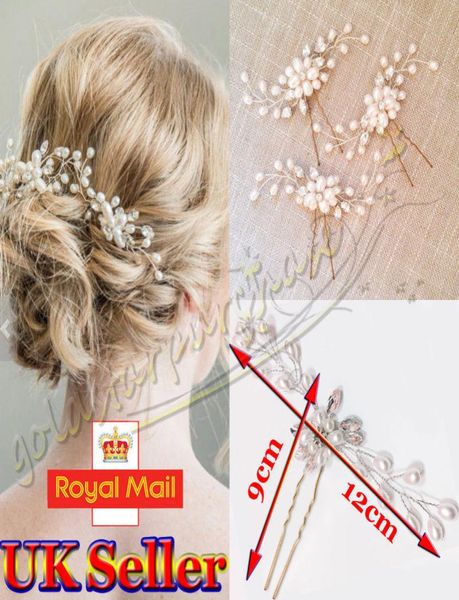 

quotvintage wedding bridal pearl flower crystal hair pins bridesmaid clips side comb7372850, Golden;silver