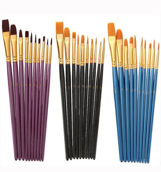

10 pcs artist nylon paint brush professional watercolor acrylic wooden handle painting brushes make up tools4641591