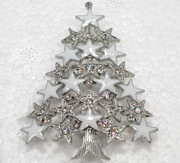 

12pcslot whole crystal rhinestone enameling christmas tree pin brooch christmas gift party c5507280735, Gray