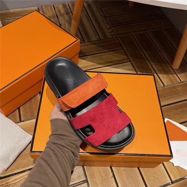 

casual shoes women new slipper designer slides women man slippers luxury sandals leather flip flop flats slide men women slides size 35-45 o, Black