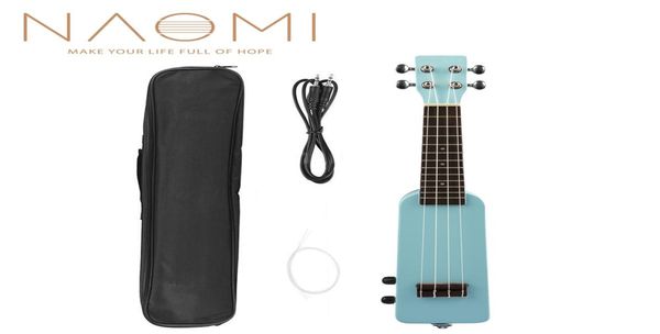 

naomi 21quot okoume electric ukulele ukelele uke kit wgig bag 35mm audio cable silent electric ukulele soprano ukeblue1746419