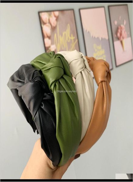 

jewelry solid pu leather knot headbands for girls autumn winter hairband women acessories wide side hair hoop wt86z5404295, Silver