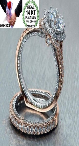 

omhxzj whole european couple rings fashion woman man party wedding gift luxury white zircon 14kt rose golds white gold ring se3892290, Silver