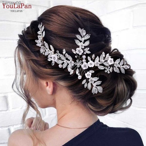 

youlapan bridal hair comb handmade woman headdress flower hairpin wedding hair accessories bride tiara girls headwear gift hp368 l230704, White;golden