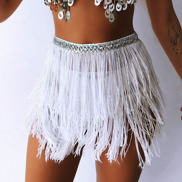 

skirts women sequin tassel tutu skirt rave fringe belly dance hip scarf wrap skirt club mini skirt club party clothing 230717, Black