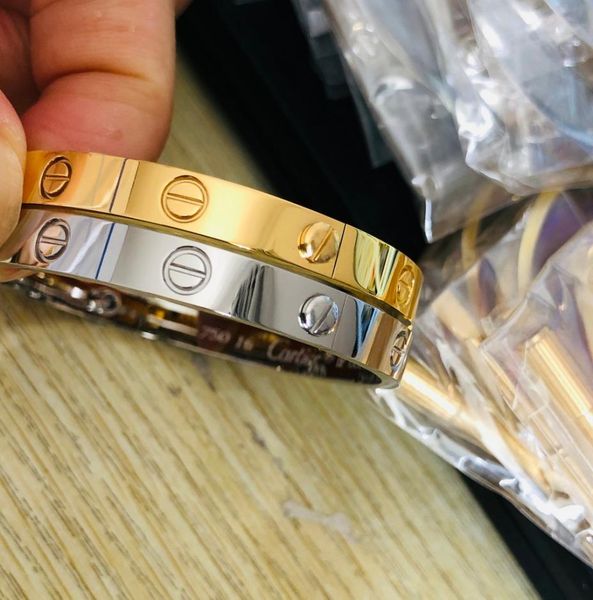 

love series 18k gold bangle au 750 never fade official replica luxury brand jewelry premium gifts couple bracelet6237763, Black
