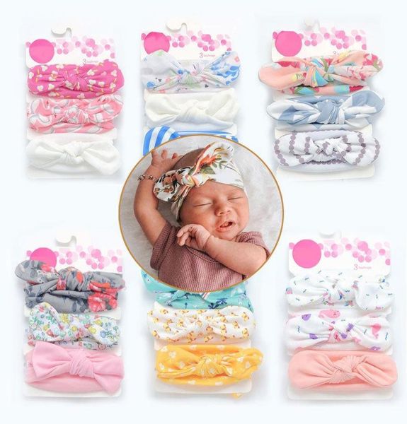 

2020 new baby girls knot bow headbands turban 3pcs infant rabbit ear hairbands children knot flower headwear kids hair accessories7476918, Slivery;white