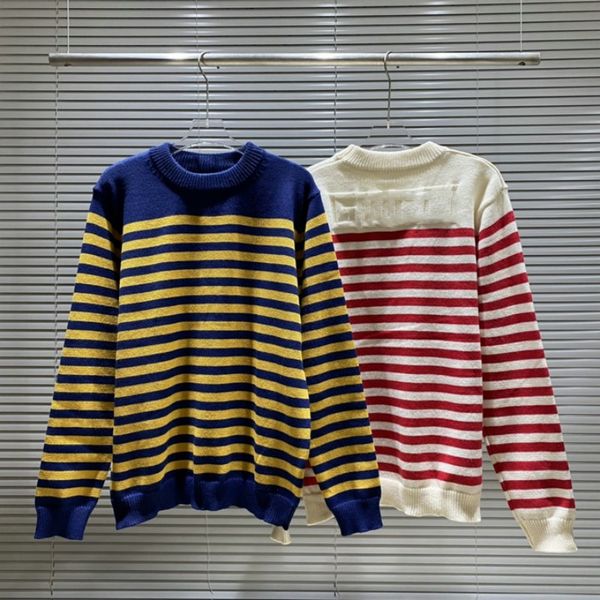 

2023 designer sweaters for women 2x italy new women jumper sweater hollow jacquard embossed gold stripe spinning lovers luxury womans mens f, White