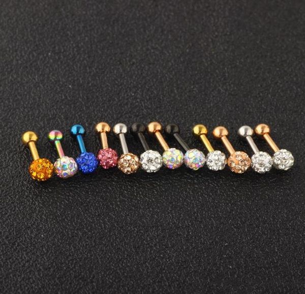 

stainless steel crystal ear stud cartilage tragus earrings set helix body piercings jewelry for women girls 120pcs6625507, Silver