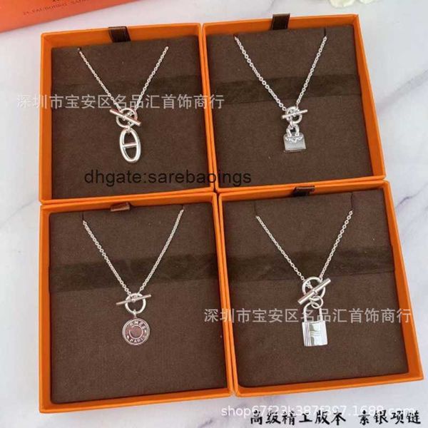 

aher mas designer luxury nacklace pig nose necklace women's silver bag buckle lock bone chain minimalist lock head neckchain fashion