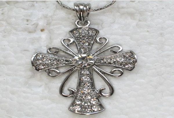 

whole crystal rhinestone cross necklaces pendants chains f1675387307, Silver