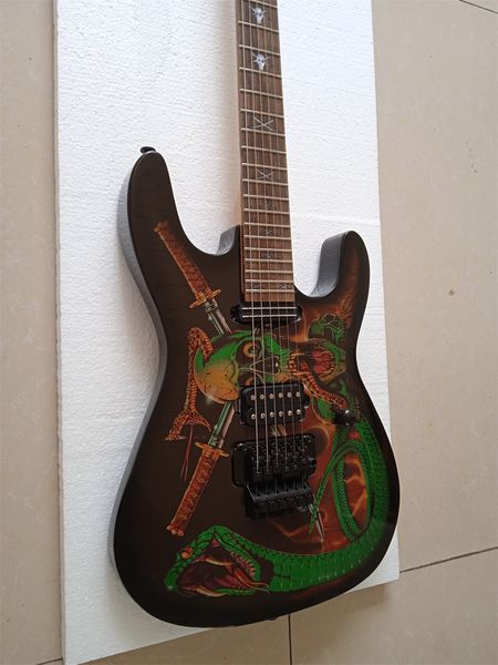 

electric guitar skulls snakes george lynch signature floyd rose tremolo bridge, locking nut, black hardware