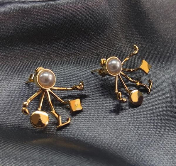 

lady women gold charm earrings designer flower pearl studs wedding lovers gift engagement jewelry for bride with box nrj 31hq3249163, Golden;silver